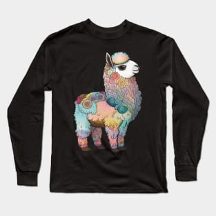 Pastel Rainbow Llama Long Sleeve T-Shirt